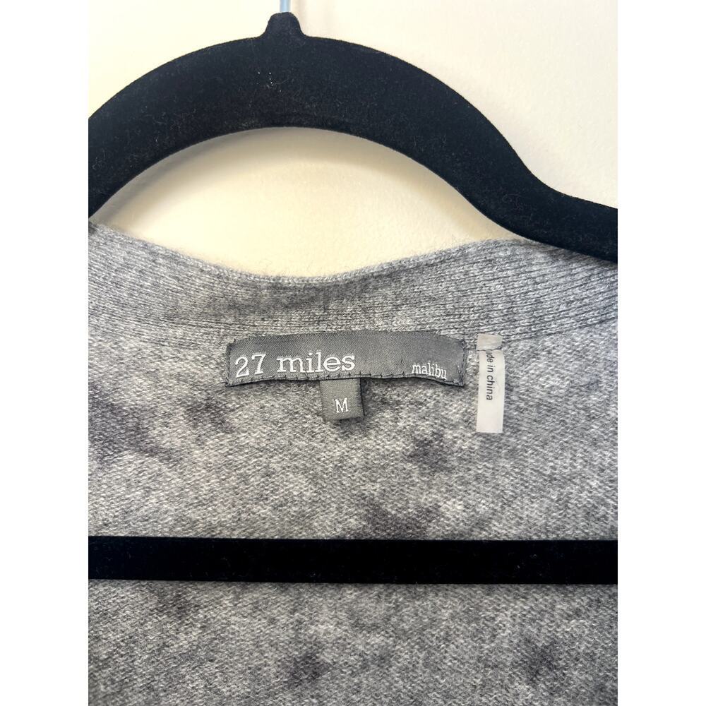 27 Miles Malibu 100% Cashmere Grey Cardigan Star Sweater Medium - Picture 4 of 6